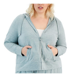 Ideology Womens Plus Size Full Zip Hooded Jacket - 1X - Crushed Mint - NWT